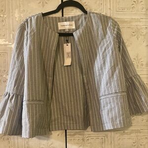 Gray Striped Open Jacket